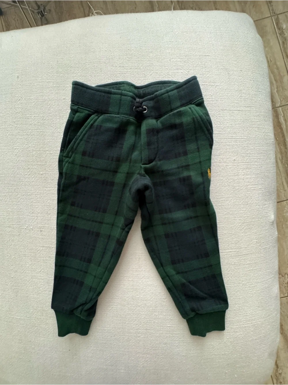 Ralph Lauren Dark Green & Black Plaid Kids Joggers